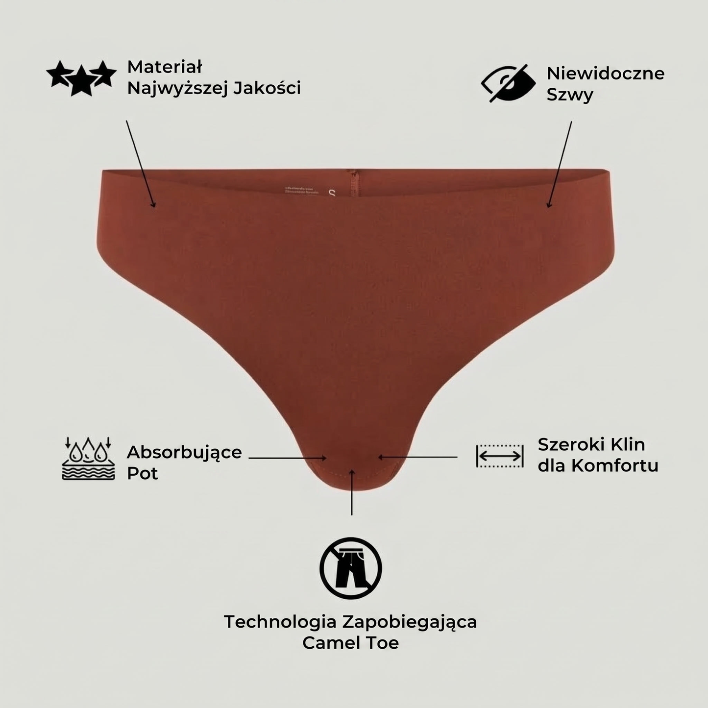 Niewidoczne stringi korygujące (Anty-Camel Toe) - Maloneki