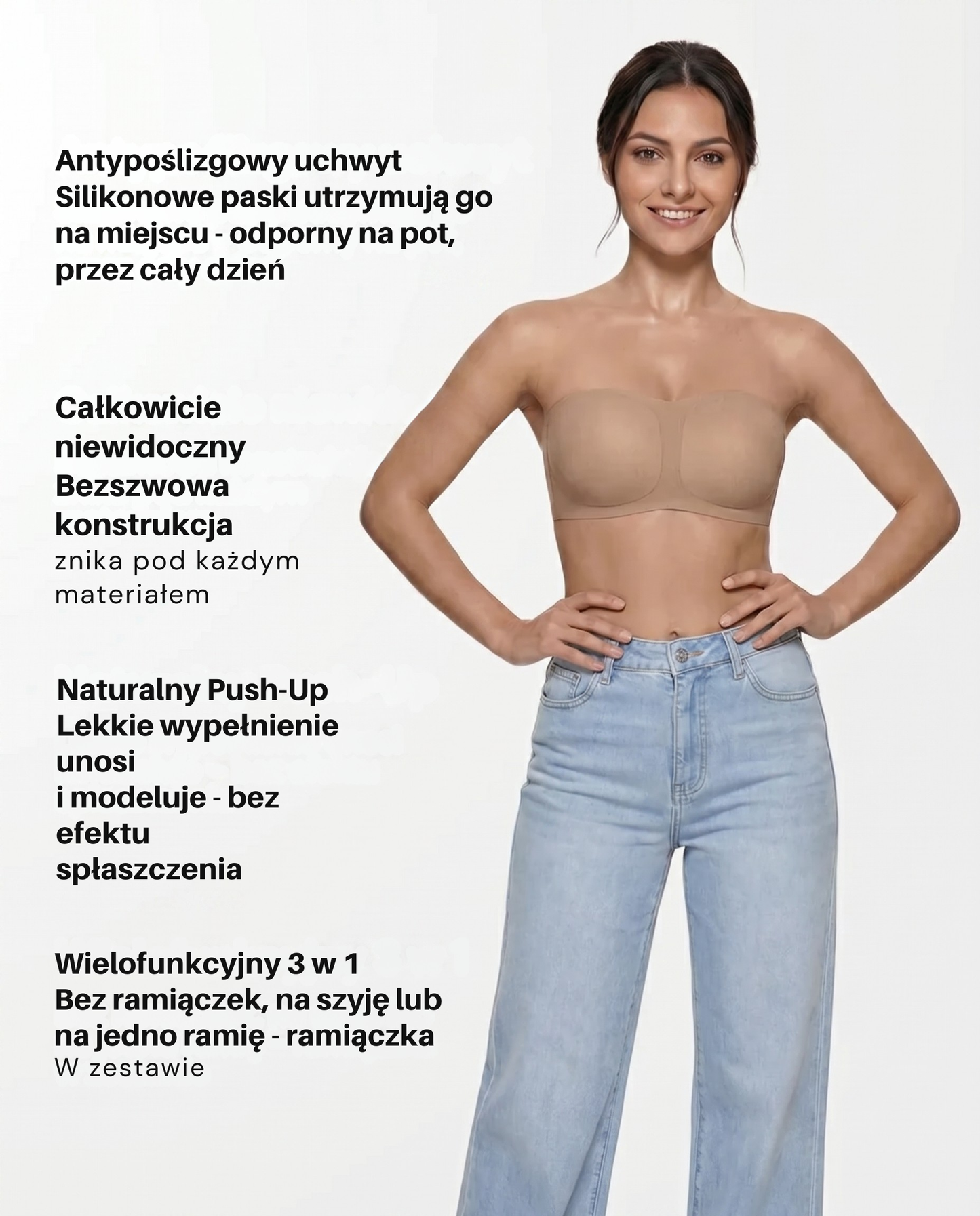 Bezszwowy biustonosz bez ramiączek Maloneki